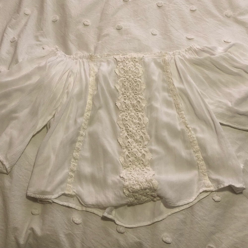 white flowy off the shoulder top